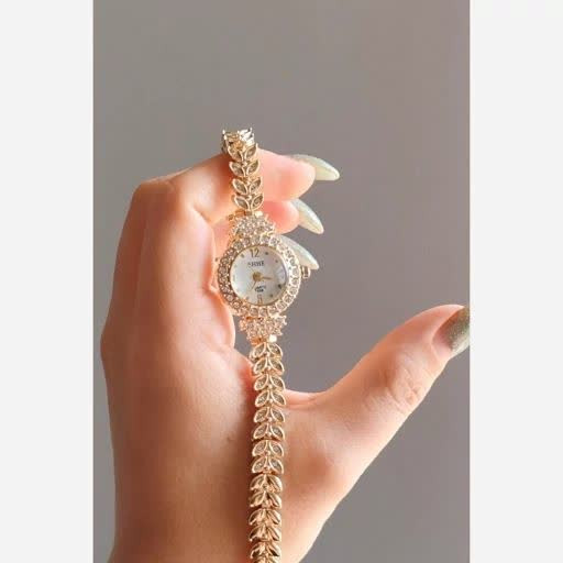 ساعت زنانه گندمی آبکاری قوی