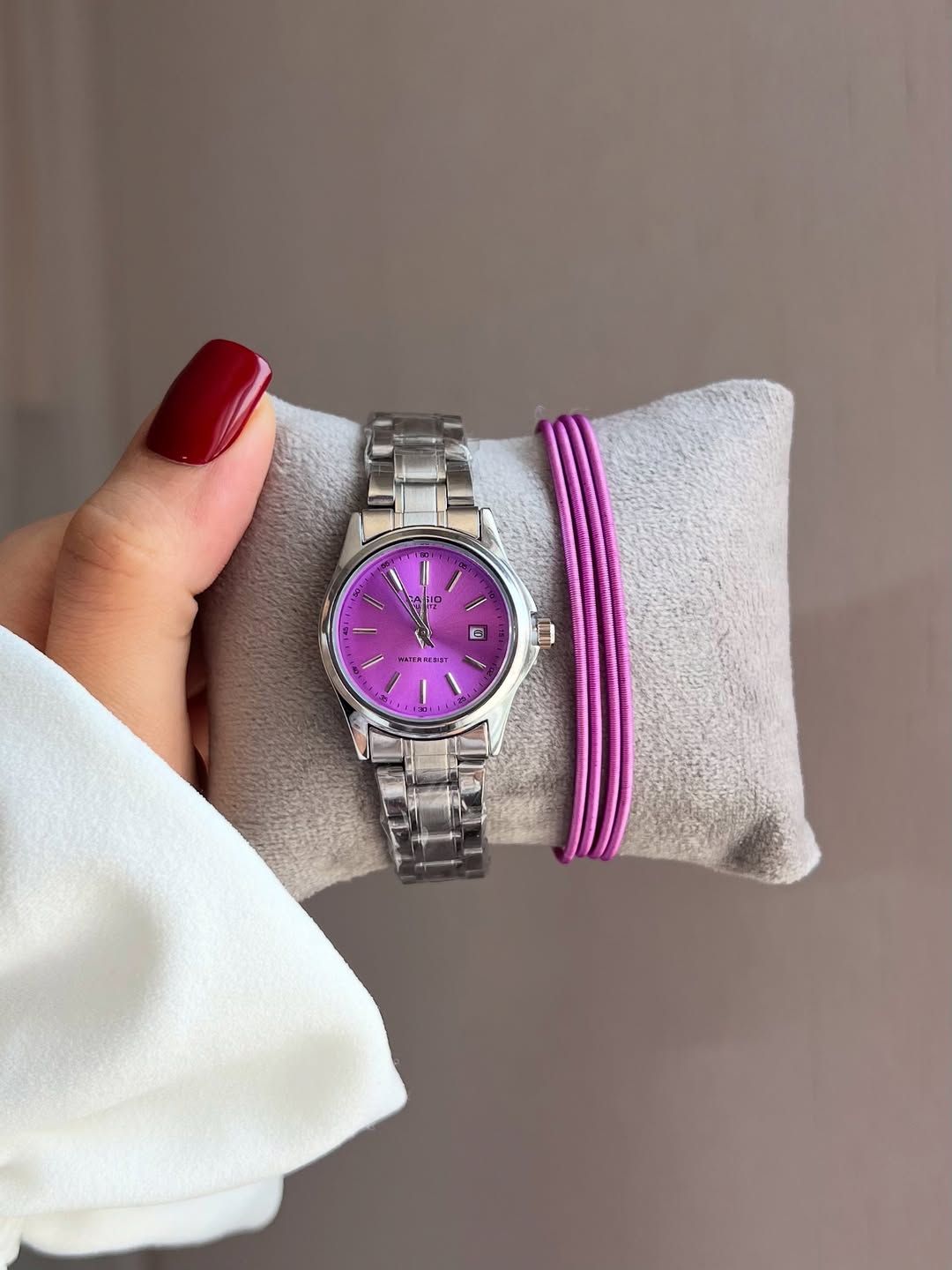 ساعت زنانه کاسیو گرد نقره‌ای صورتی (CASIO) | کادوطوری