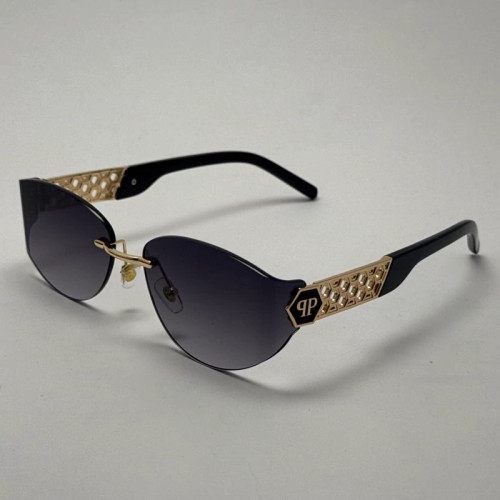 عینک آفتابی فیلیپ پلین Philip Plein مدل Luxury Shield فریم لس مشکی طلایی - لنز UV400