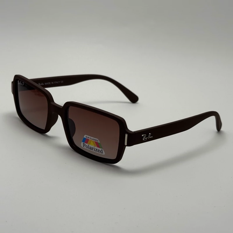 عینک آفتابی پلاریزه ریبن مستطیلی قهوه ای کد rayban RB 2201