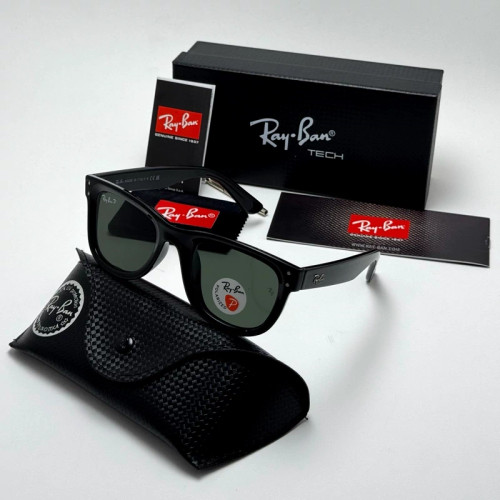 عینک آفتابی ریبن ویفرر ریورس پلاریزه سبز فریم مشکی براق به همراه پک کامل ریبن Rayban WAYFARER REVERSE RB 0502S