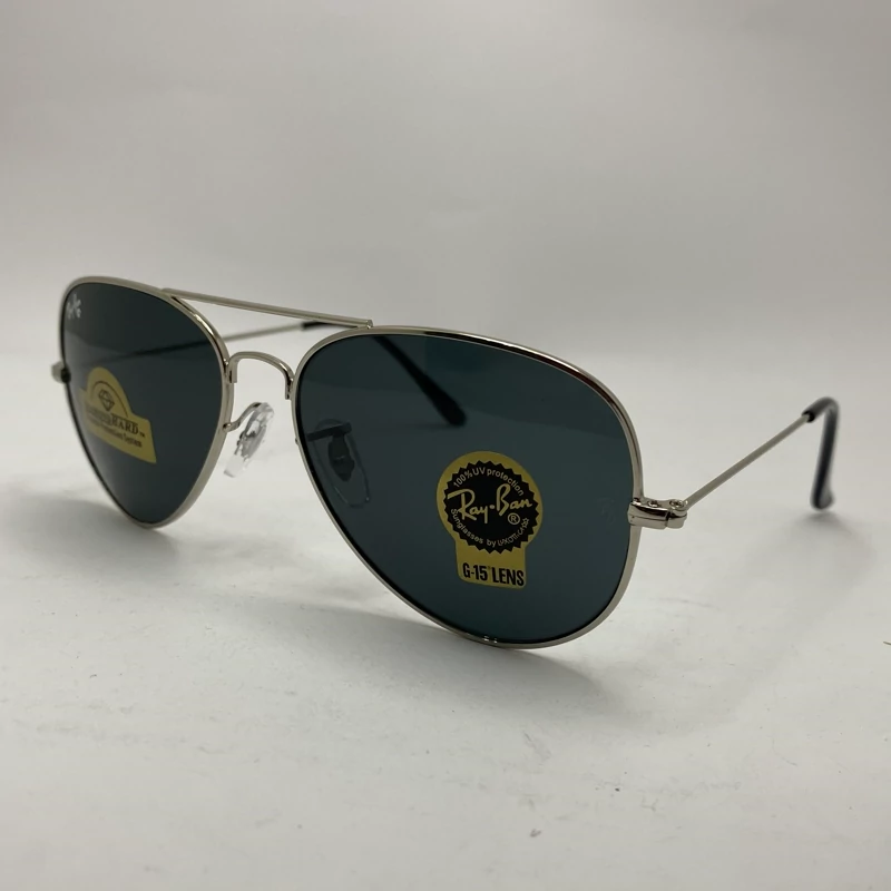 عینک آفتابی ریبن خلبانی rayban مشکی نقره ای با پک کامل ریبن