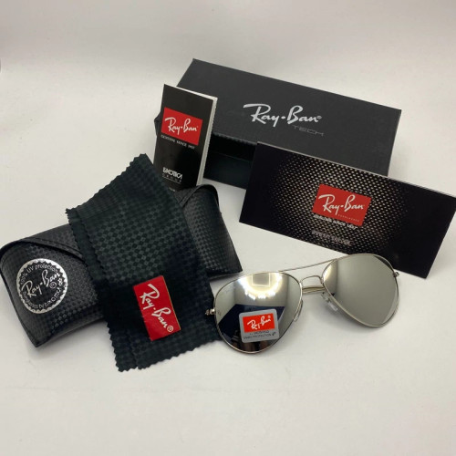 عینک ریبن خلبانی آینه ای شیشه سنگ با پک کامل اورجینال rayban aviator RB 3026