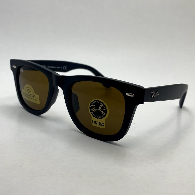 عینک آفتابی ویفرر ریبن rayban WAYFARER شیشه سنگ قهوه ای فریم مات سایز 50 به همراه پک کامل اورجینال RB2140