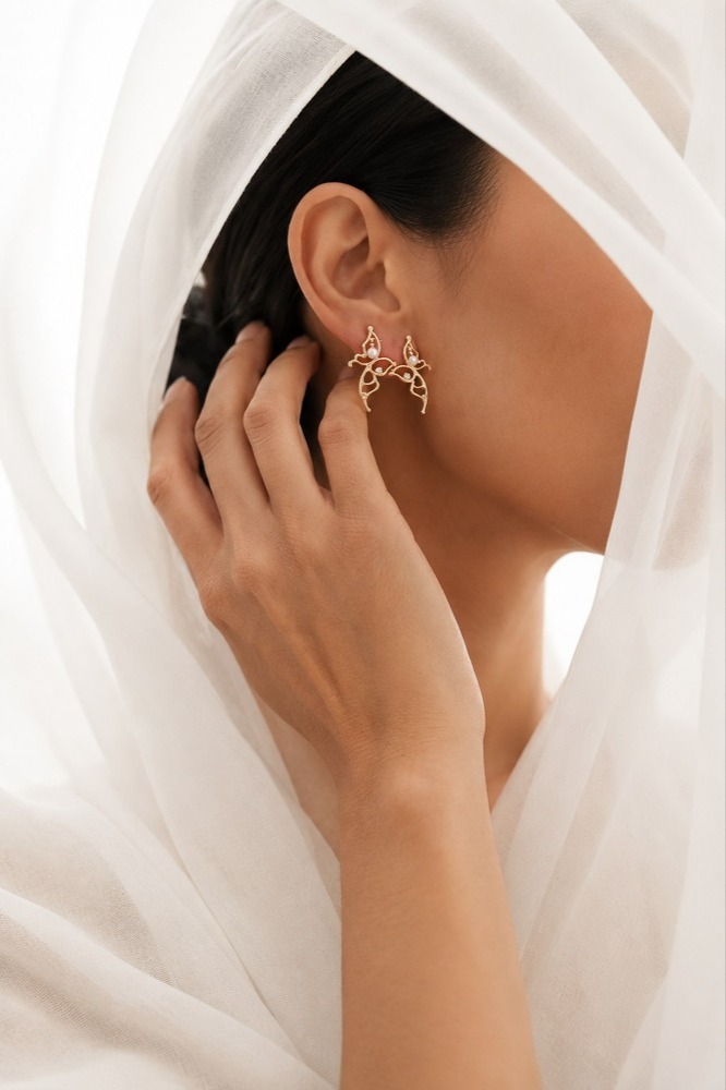 گوشواره مینی‌مال دخترانه مدل پروانه