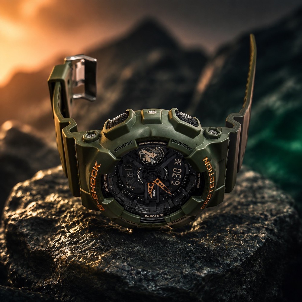 ساعت مچی مردانه و پسرانه کاسیو جی شاک بدنه سبز رنگ casio G-shock