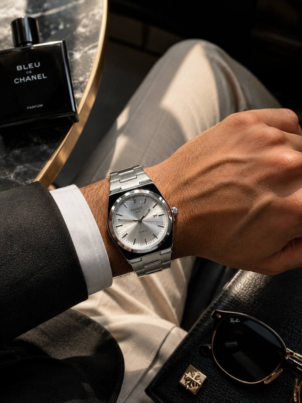 ⌚️ساعت تیسوت مردونه /قفل پروانه/موتور تقویم دار/بند و بدنه استیل  درجه یک